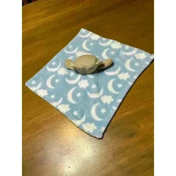 Light Blue Moon Stars Baby Lovey Brown Bear Plush Security Blanket 15 inch - Picture 4 of 6